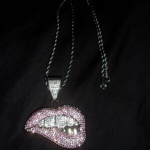Lip Bite Bling  Necklace Baddie Hip Hop Streetwear Elegant Jewelry